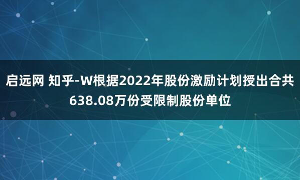 启远网 知乎-W根据2022年股份激励计划授出合共638.08万份受限制股份单位